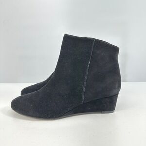 Seychelle's black suede wedge ankle boots 7 dark‎ romantic Victorian Goth edgy